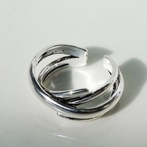 긍 실버925 크로스 볼드 오픈링 은반지