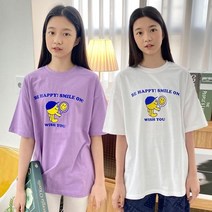 제니키즈 JN 비해피 티 여름 여아 주니어 면 라운드 반팔 티셔츠