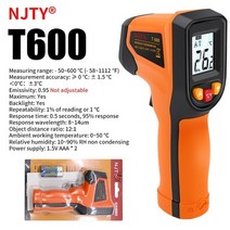 njty 디지털 적외선 온도계 -50 600℃ 레이저 termometro 고온계 총 비접촉 레이저 온도 측정기 산업용 도구, t600, T600