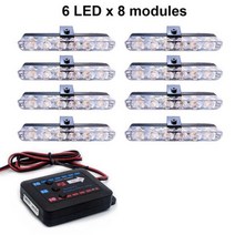 경찰 신호등 자동차 그릴 깜박이 등 비상 소방 차량 스트로브 램프 액세서리 6 LED, 6 LED x 8 modules_Red_2