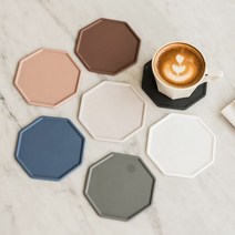 폴리곤 실리콘 컵받침 티코스터 카페 소품, 11cm_브라운