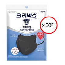 크리넥스 데일리방역마스크 새부리형 KF94 대형 검정색 1P x 30개, 1세트