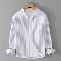 남성용 캐주얼 스트라이프 긴팔 셔츠 데일리 베이직 남방 셔츠 간절기 와이셔츠 루즈핏