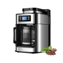 사무실 커피머신기 편의점 카페용 가정용 커피머신기 1000W 자동 커피 메이커 기계 콩 및 분말 2 in 1 신선, 01 Black_01 EU