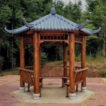 정자 팔각정자 육각정자 나무102899, 수지 타일 육각 정자