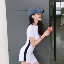 모비딕파워 [모비딕파워] 여자원피스 미니원피스 롱치마 반팔미니원피스 단가라원피스 큐티원피스