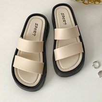 비바브 푹신한 두줄 4cm굽 여성 슬리퍼