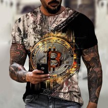 기념주화 비트코인선물 모형소품폭발적인 2022 봄과 여름 새로운 반팔 Bitcoin 3D 인쇄 된 t-셔츠 거리 동, 12 dyp-2291_04 M