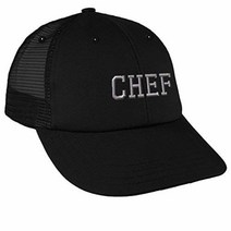 Silver Letters Chef 자수 디자인 로우 크라운 메시 골프 스냅백 모자 블랙 블랙. 487921