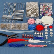 Makone diy수공예제작 고풍 헤어장식품 부속품 스스로제작 머리비녀 재료 세트, T17-(화이트 K색)업그레이드+신제품 재료