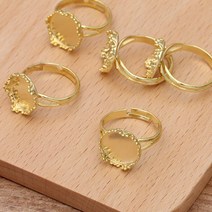 비즈공예 원석 50 조정 가능한 구리 반지 기본 설정 보석 12 mm 라운드 카보 숑 DIY 액세서리, 03 Bronze plated_01 12mm Blank