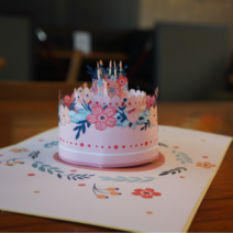 3D 입체카드 생일선물 여자친구 기념일 선물 여친선물 예쁜 편지지, 4.벚꽃 케이크, 1개