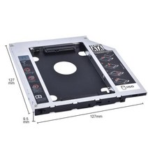 외장하드케이스 HDD 이동형 하드렉 케이스 TISHRIC 알루미늄 두 번째 VW 캐디 95mm 127mm 인클로저 SATA 30 Optibay 노트북 DVDROM, 9.5mm