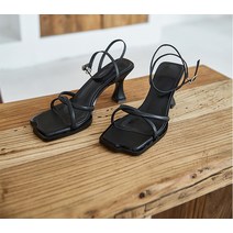 Baiwife 여름 패션 하이힐 오픈토 일자 스트랩 스틸레토 빈티지 여성 샌들