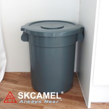 SKCAMEL 다용도 원형통 대형휴지통 업소용 60L 75L 121L, 돌리 포함, 뚜껑 포함, 소(60L)