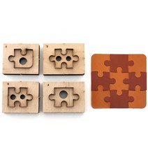 목형 철형 만들기 DIY 가죽공예 세트 퍼즐키링, 단일사이즈, 4개의 다이 세트