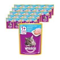 위스카스 고양이 주식 파우치 오션피쉬, 생선, 80g, 24개