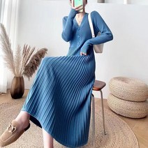 pm6 플리츠원피스 겨울 원피스 니트 빅사이즈 롱원피스 여성 하객룩 하객 피로연