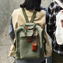 특이한카키색가방 사각형백팩 토트백겸용