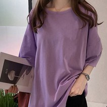 쇼션 여름 여성 반팔티 의류 옷 박스티 무지티 단가라 라운드티 오버핏 봄티 이너티 레이어드 데일리 여자 반소매 기본 7부 반팔 반티셔츠 루즈핏 여름 반팔티