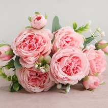 자이언트 플라워 30cm 로즈 핑크 실크 모란 인공 꽃 꽃다발 홈 웨딩 실내 장식 큰 머리와 4 버드 저렴한, 06 Light pink