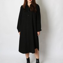 빅걸스토리 여성용 빅사이즈 반오픈 심플 롱 셔츠원피스