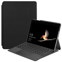 MS 서피스고3 2 1 Surface GO 플립 북커버 케이스, 블랙(액정강화유리 포함)