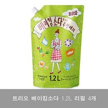 VOP608017 화장실청소1.2L리필 4개 베이킹소다 트리오 탄산나트륨, 1