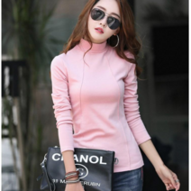 데이홀릭 여성용 가을 겨울 사선 반하이넥 기모 긴팔티