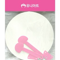 여름 부채 꾸미기 키트 핑크 손잡이 2개 원형 무지, 단품, 단품