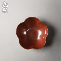 [공방상점] 연꽃무늬 플레이트 다도구세트 도자기볼 도자기 차도구 퇴수기, 소 접시(레드)