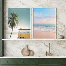 셀러허브 세로 해변 서핑 여름 인테리어 액자 No9 15 프레임 40호, 13번／40호 73x100cm (프레임액자 흰색)