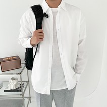 구김방지 링클프리 오버핏 옥스포드 긴팔 셔츠 남방 빅사이즈 소라 화이트 블랙