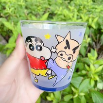 짱구는 못말려 캐릭터 유리컵 잔 물 커피 양치, D