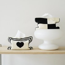 에브리데이 니트 티슈케이스 패브릭 각티슈 휴지 케이스, 하트, 1개