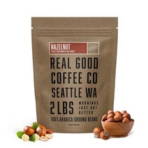 미국직구 Real Good Coffee Company - 향이 나는 갈린 커피 - 헤이즐넛 라이트 로스트 커피 - 아라비카 원두 100% - 워싱턴 주 시애틀에서 볶고 갈은 커피 - 2파운드 가방, 수량, 상세참조
