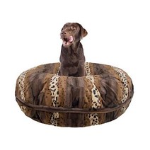 BESSIE BARNIE 시그니처 얼룩무늬 포니 럭셔리 엑스트라 플러쉬 Faux Fur Bagel Pet/Dog Bed 멀티사이즈, Wild Kingdom / Wild Kingdom_L