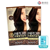 광동제약 내가그린 빠른허브 염색약 카페헤어칼라, 카페헤어칼라2호자연갈색 2개+헬시링크마스크1팩