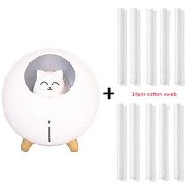 고양이 공기청정기 애견 악취 미세먼지 냄새제거 사랑스러운 애완 동물 행성 고양이 가습기 220ml 쿨 미스, 08 White and 10 filters