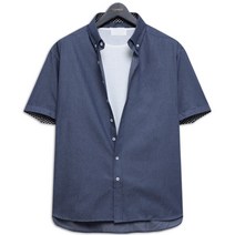 소매 체크 데님 반팔셔츠 (TE015)