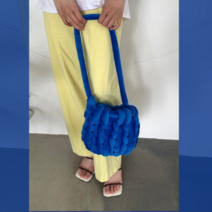 핑거니팅 자이언트얀 벨벳실 왕모찌 망고실 뜨개질 취미 핸드니팅 루피, 블루