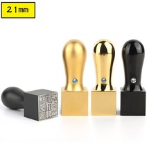 21MM 사각도장 티타늄 회사직인 법인도장 인감도장 이름도장, 초서체, 1, 무광 골드
