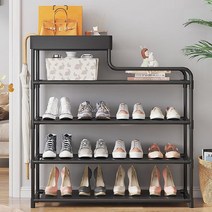 다용도 철제 선반 조립식 신발 수납장 현관 정리대, 5단 (CO10091), 블랙