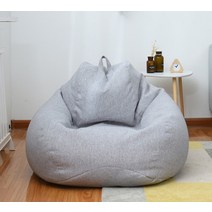 1인용 야외용 에어 자이언트 무지 빈백 튜브쇼파 에어 빈팩 충전재 큰 작은 게으른 소파 커버 의자 없이 필러 린넨 천 안락 의자 빈 가방 퍼프 소파 다다미 거실 침실, 밝은 회색, 100x120cm