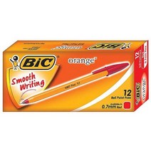 BIC 오렌지 볼펜 0.7mm 12개입 MO 유성 빅펜, 1개, 적색