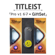 브라더스골프 타이틀리스트 Pro V1 6구 골프공 그린보수기 선물세트, 레드