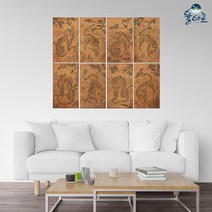 작호도 8폭 병풍 1 전통 민화 도안 민화그리기 동양화 본그림, 작호도 8폭 병풍(5), 고급 닥순지, 대형(추천)