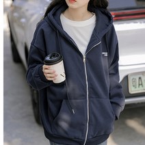 오버클래쓰 여성 루즈핏 후드집업 캐주얼 무지 점퍼 심플아우터