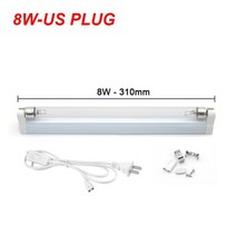 UVC 석영 램프 자외선 살균 빛 6W 8W 220V 살균기 T5 전구 오존 죽이기 먼지 진드기, 8W With US Plug_CHINA