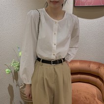 하울 하트단추블라우스 긴팔셔링블라우스 셔링셔츠